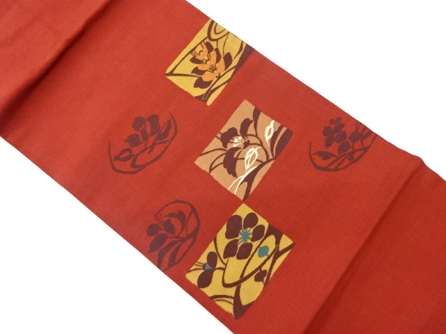 JAPANESE KIMONO / VINTAGE NAGOYA OBI / WOVEN ABSTRACT FLORAL PLANTS